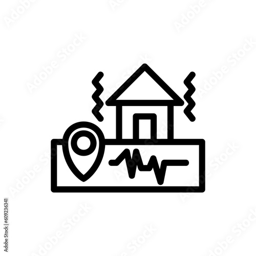 Earthquake icon isolated on black. Earthquake icon symbol suitable for user interfaces, graphic designers and websites on white background.