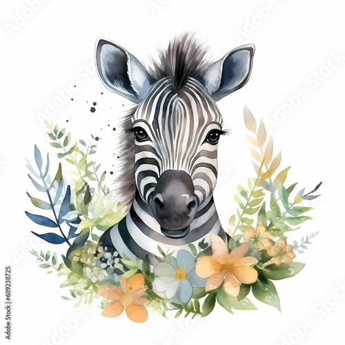 Zebra Cute Book Illustration. Generative AI