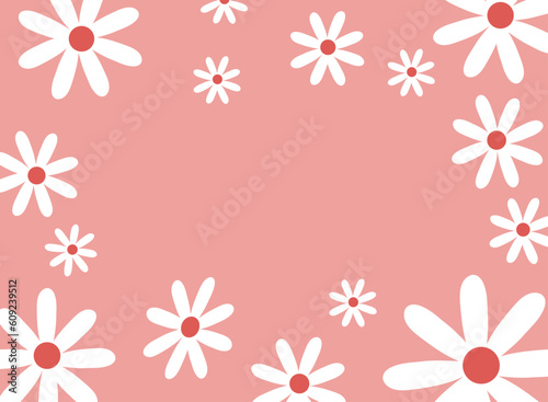 Daisy Seamless Pattern Pink Wallpaper For Paper Printing Fabric Design	