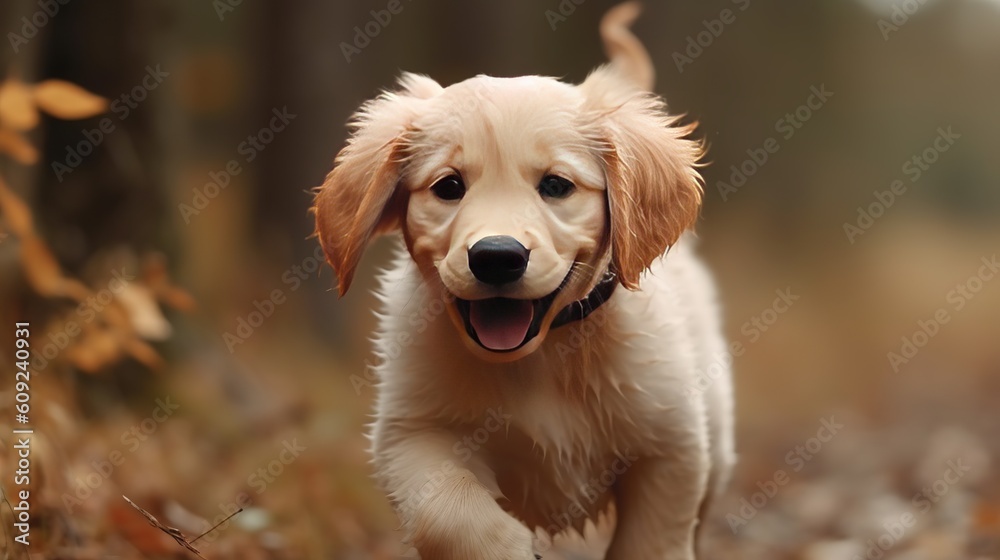 Adorable golden retriever Outdoors in the grass with the cute look, generative ai Adorable golden retriever Outdoors in the grass with the cute look, generative ai