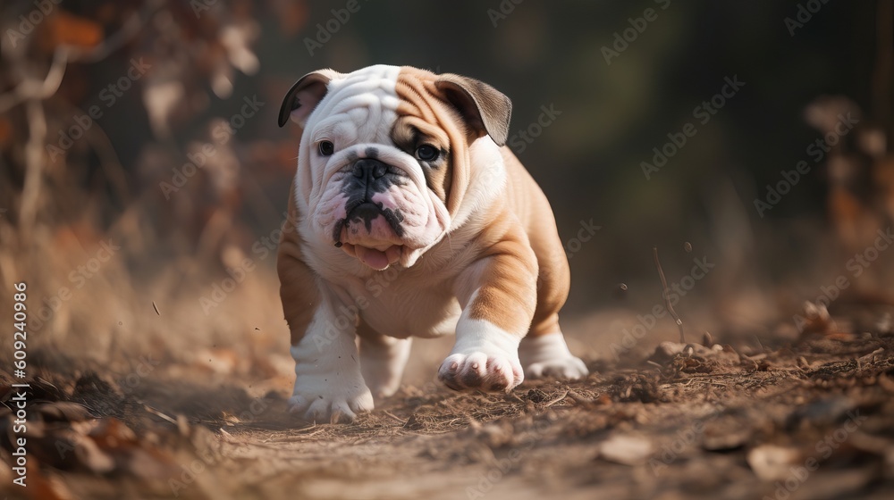 Adorable Grench bulldog Outdoors in the grass with the cute look, generative ai