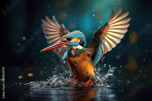 kingfisher on the water splash with Ai Generated © EmmaStock