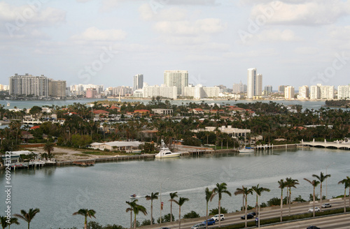 Miami Floriday Landscape with Roadway and Boats photo