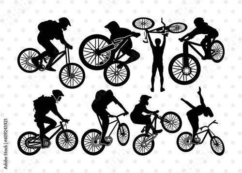 Mountain Biking Silhouette, Mountain Bike Svg, Mountain Bicycle Bundle, Mountain Sport Svg, SB00047