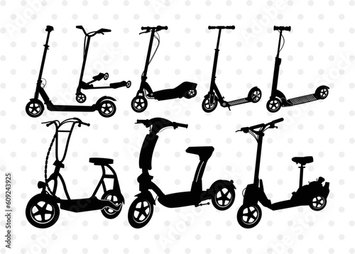 Kick Scooter Silhouette, Stepper Scooter Svg, Moped Svg, Stunt Scooter Bundle, SB00046