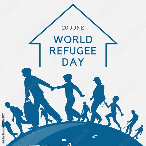 World Refugee Day. June 20. Social media post. Illustration.