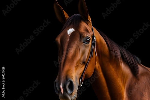 brown horse with a distinctive white marking on its forehead Generative AI