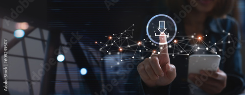 Fotografie Downloading data storage concept