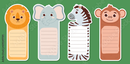 Animals bookmarks set