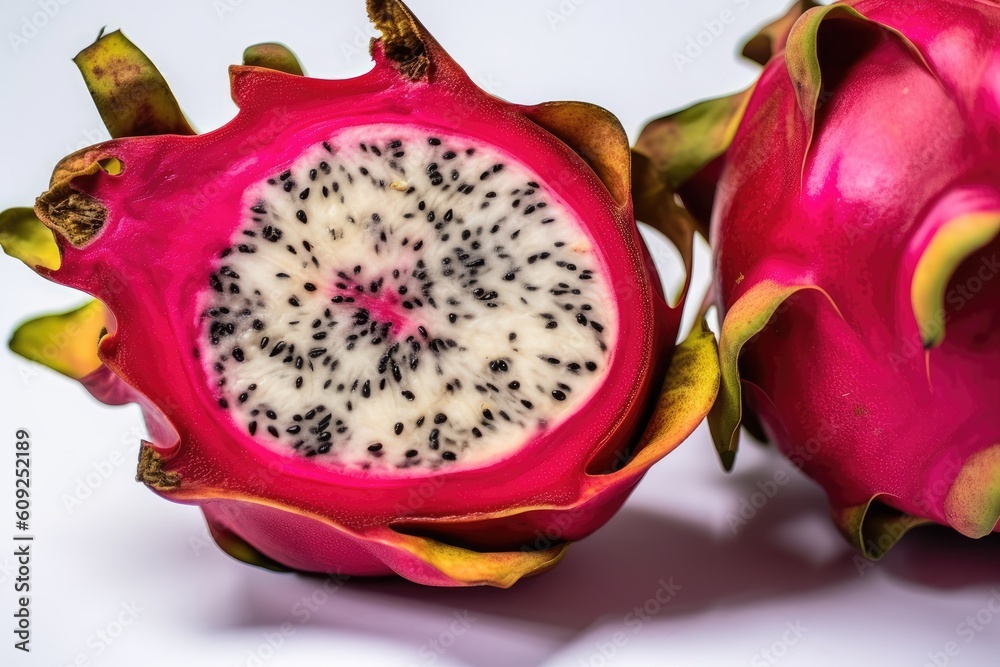 sliced dragon fruit on a plain background Generative AI sliced dragon fruit on a plain background Generative AI
