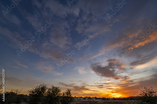 sunset over field 
