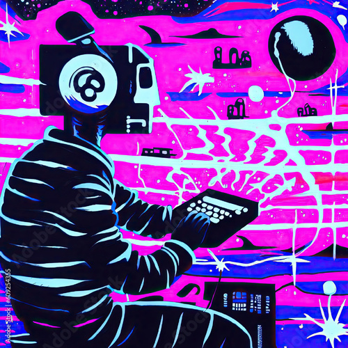 illustration of a dj in action