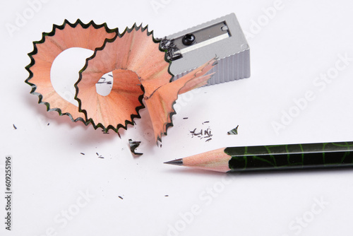 Result of sharpening of a pencil.The image on white background.