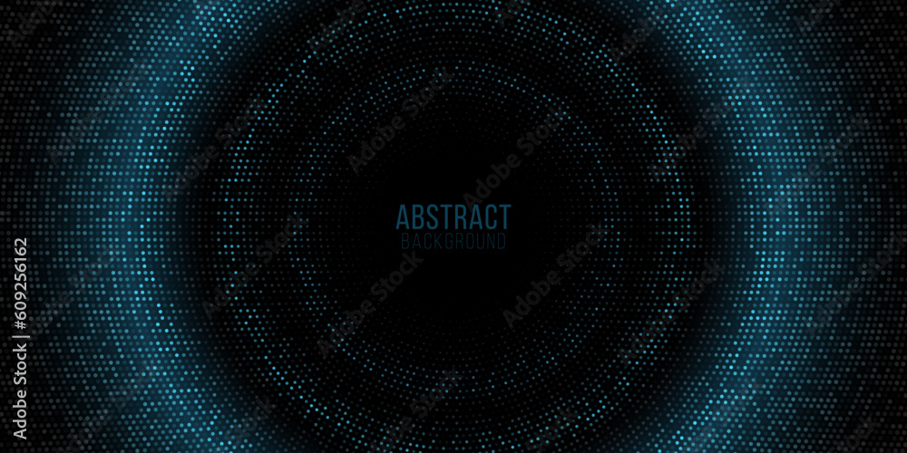 Abstract halftone background. Futuristic cover. Digital circles of glowing particles. Vector illustration.