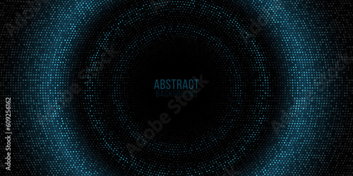 Abstract halftone background. Futuristic cover. Digital circles of glowing particles. Vector illustration.