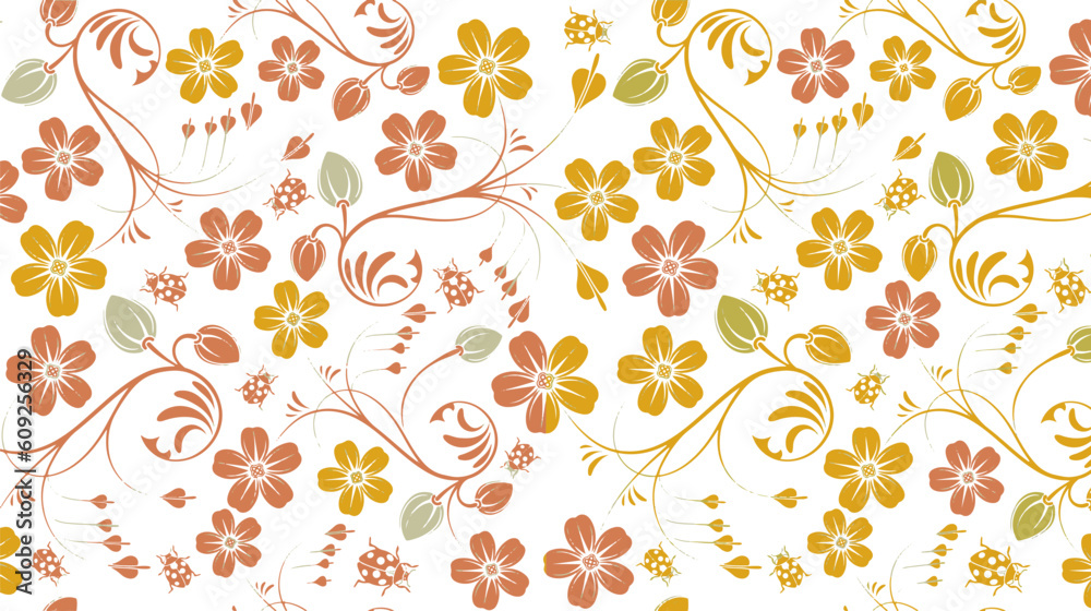 Vector Floral Pattern. Design for wallpaper, wrapping paper, background, fabric. Vector seamless pattern with decorative climbing flowers. 