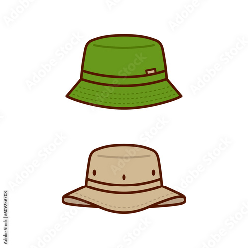Bucket Hat Flat Design Illustrations