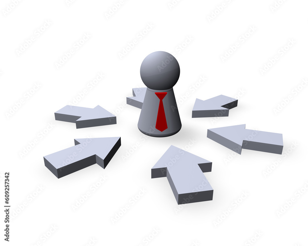 play figure businessman with red tie and pointers play figure businessman with red tie and pointers