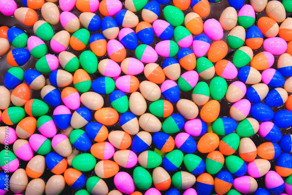Colorful plastic eggs arranged beautifully Colorful plastic eggs arranged beautifully