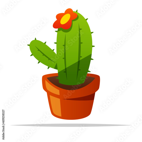 Flowering cactus in a pot vector isolated illustration
