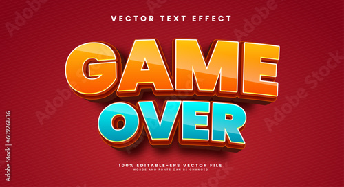 Comic game over editable text style effect. Cartoon style vector text effect.
