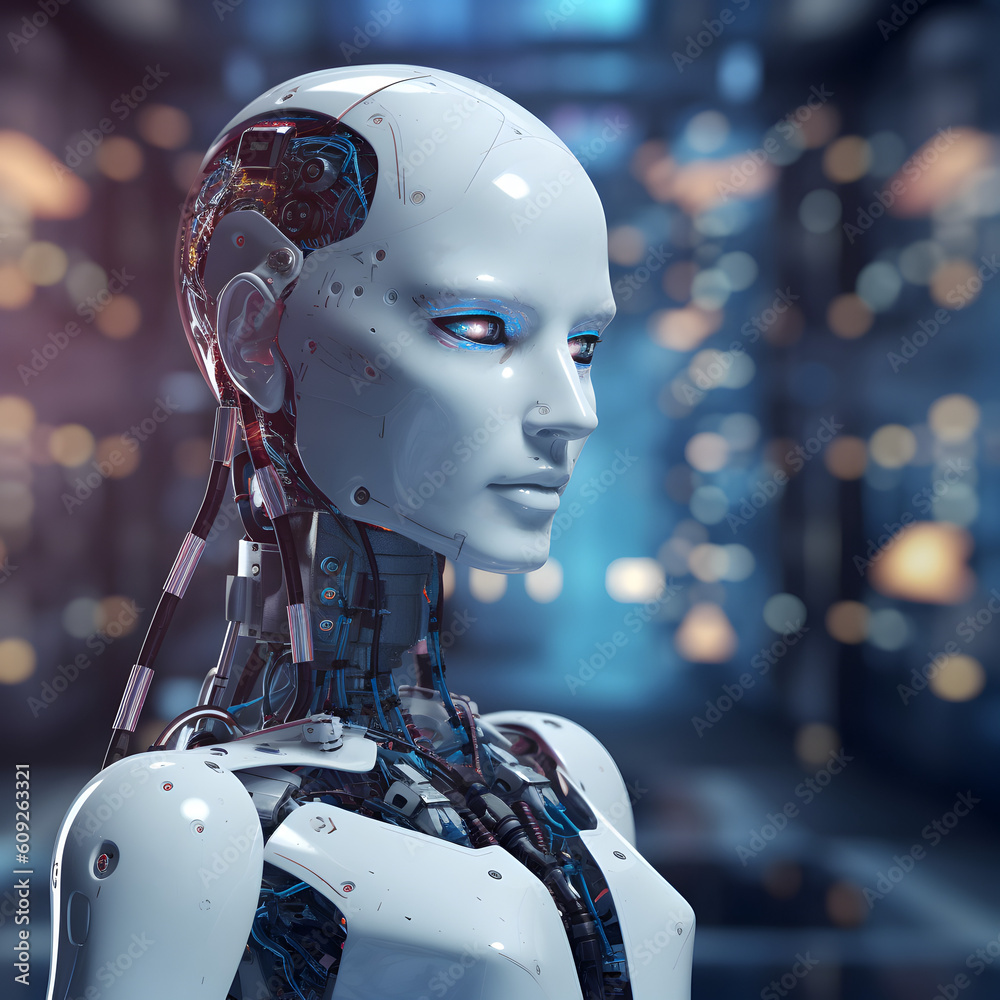 Futuristic cyborg with artificial intelligence. AI generated Futuristic cyborg with artificial intelligence. AI generated