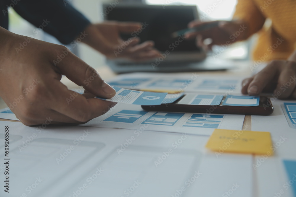 Website designer Creative planning application development draft sketch drawing template layout framework wireframe design studio . User experience concept . Website designer Creative planning application development draft sketch drawing template layout framework wireframe design studio . User experience concept .