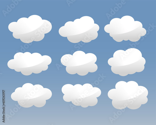 set of bubble clouds icon for depicting sky and space