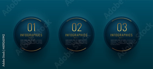golden style 3 step or option business marketing template