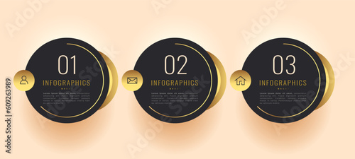 premium way to display business data with 3 step infographic banner