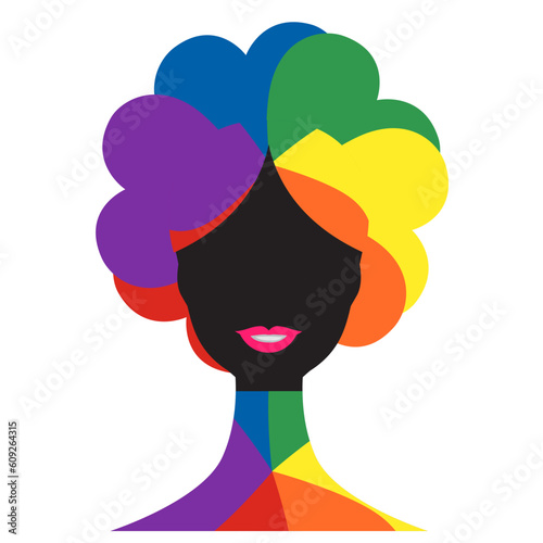 lady hair with rainbow colour