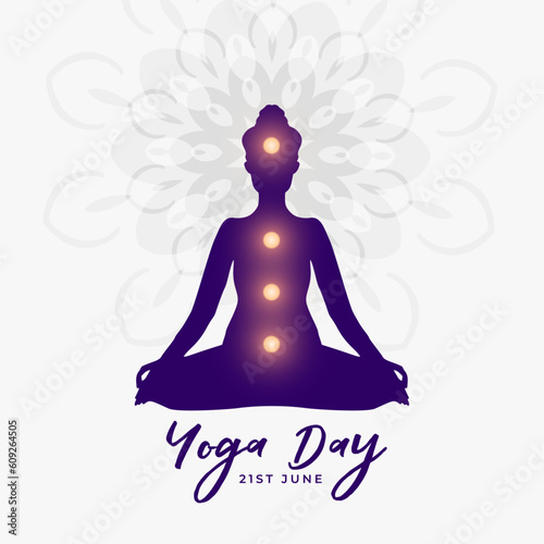 international yoga day background with glowing inner chakra design