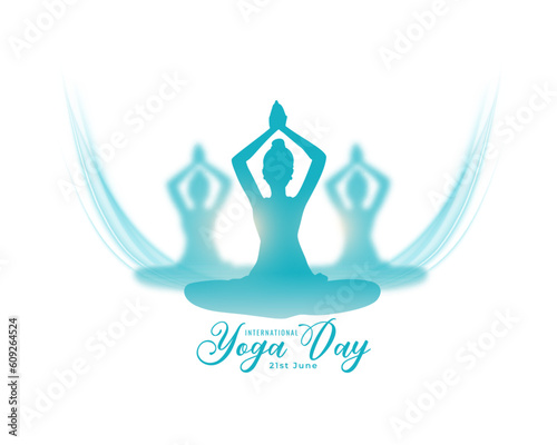 21st june world yoga day background with women doing mediation