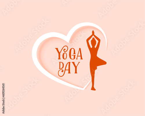 stylish yoga day event background with love heart design