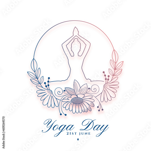 artistic 21st june yoga day background in line style