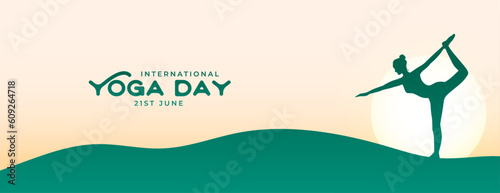 elegant 21st june world yoga day poster with balancing posture design