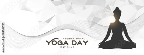 modern international yoga day poster in low poly style
