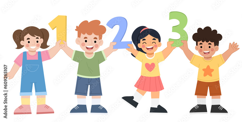 Children with number 123 illustration children's day Children with number 123 illustration children's day