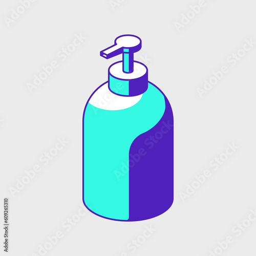 Pump bottle isometric vector illustration