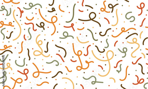 Fun colorful retro line doodle seamless pattern. Creative minimalist style art background for children or trendy design with basic shapes. Simple childish scribble backdrop