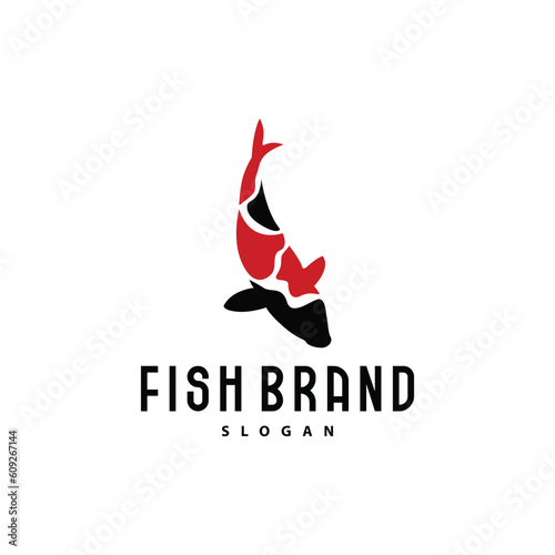 Koi Fish Logo Design, Ornamental Fish Vector, Aquarium Ornament Illustration Brand product