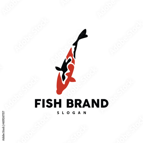 Koi Fish Logo Design, Ornamental Fish Vector, Aquarium Ornament Illustration Brand product