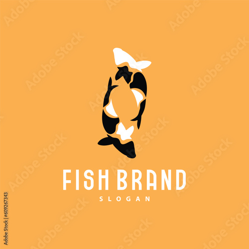 Koi Fish Logo Design, Ornamental Fish Vector, Aquarium Ornament Illustration Brand product