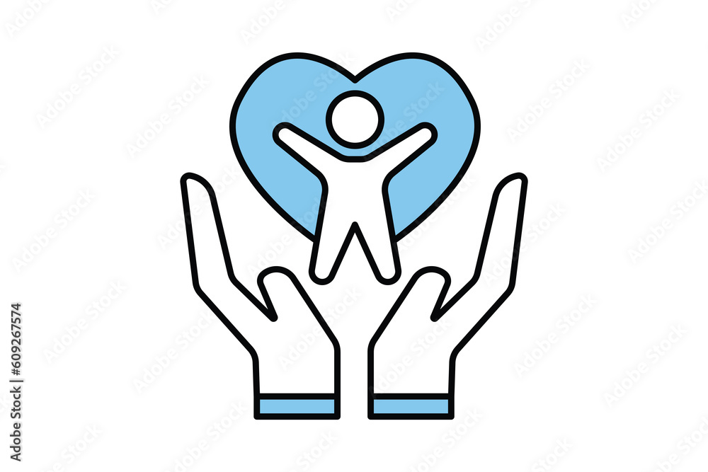 Self care icon. hand, heart and man. icon related to healthy living, yoga, meditation, relaxation. Two tone icon style design. Simple vector design editable. EPS 10 and SVG files Self care icon. hand, heart and man. icon related to healthy living, yoga, meditation, relaxation. Two tone icon style design. Simple vector design editable. EPS 10 and SVG files
