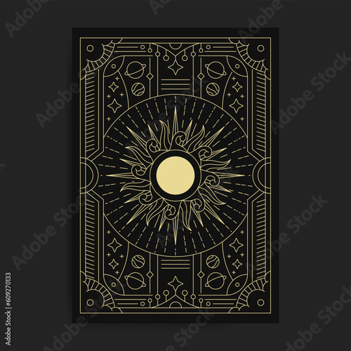 Sun or solar Golden Line Art