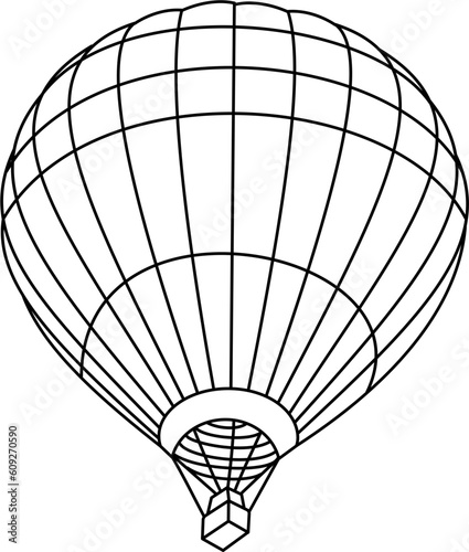 Trip Hot Air Ballon Outline Illustration Vector