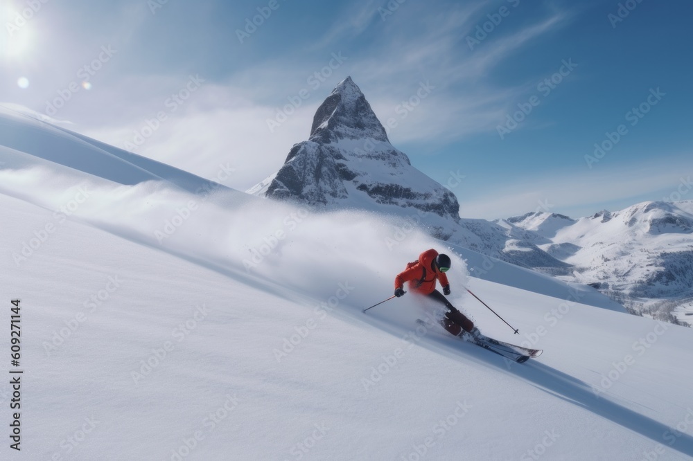 skiing in the mountains made with generative ai