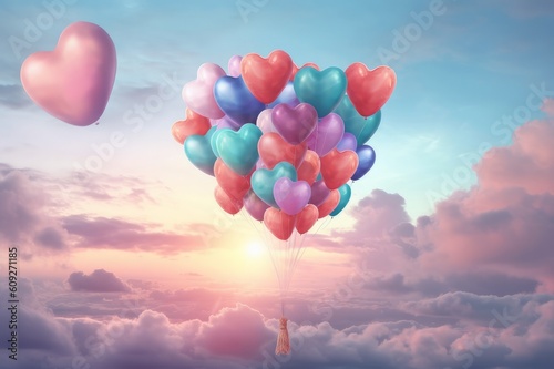 風船とトワイライトの空,Generative AI AI画像