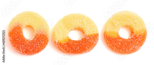 Classic Peach Ring Candies on a White Background photo