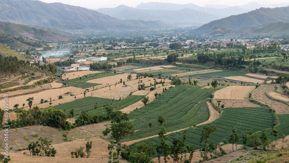 Landscape view of the a village in swat valley, khyber pukhtunkhwa.